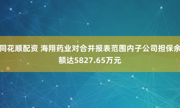 同花顺配资 海翔药业对合并报表范围内子公司担保余额达5827.65万元